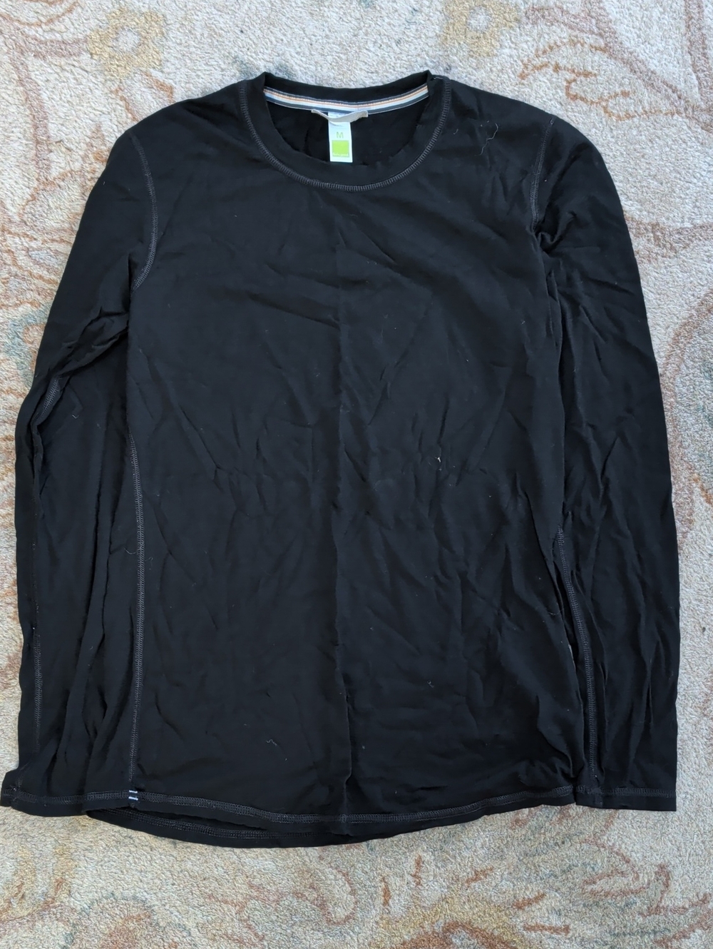 Smartwool 100% Merino Wool Black Long-Sleeve Crewneck Base Layer